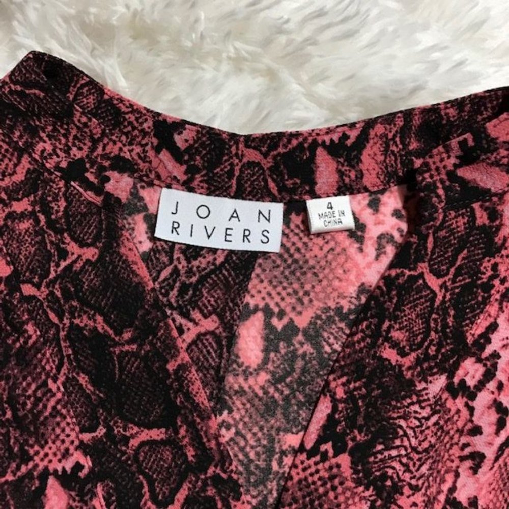 Joan Rivers Pink Python Micro Crepe Overlay V-neck Top - Picture 12 of 13